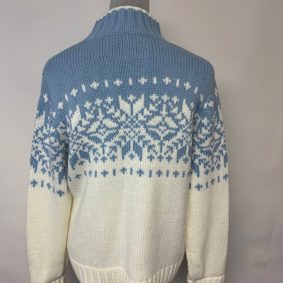 Turtleneck Sweater Snowflake Sequins Winter Grandma Mature Modest Women’s SZ XL - Picture 4 of 10